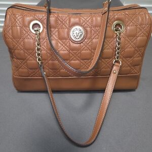 Anne Klein Tan Quilted Shoulder Bag